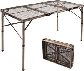 img 4 attached to 🍗 RedSwing Folding Grill Table: Portable Aluminum Stand for Outdoor BBQ and Camping - Lightweight, Adjustable Height - 48''x24''x15''/28'', Champagne