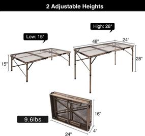 img 3 attached to 🍗 RedSwing Folding Grill Table: Portable Aluminum Stand for Outdoor BBQ and Camping - Lightweight, Adjustable Height - 48''x24''x15''/28'', Champagne