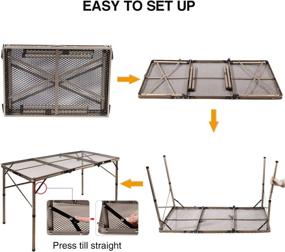 img 2 attached to 🍗 RedSwing Folding Grill Table: Portable Aluminum Stand for Outdoor BBQ and Camping - Lightweight, Adjustable Height - 48''x24''x15''/28'', Champagne