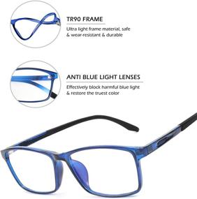 img 1 attached to 👓 FEISEDY Square Men's TR90 Frame Blue Light Blocking Reading Glasses, Rectangle Men's TR90 Anti Blue Light Computer Reader B9026