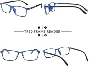 img 3 attached to 👓 FEISEDY Square Men's TR90 Frame Blue Light Blocking Reading Glasses, Rectangle Men's TR90 Anti Blue Light Computer Reader B9026