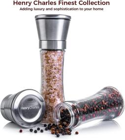 img 2 attached to 🧂 JQWORKLAND Stainless Steel Salt and Pepper Grinder Set of 2 - Brushed Stainless Steel Salt Pepper Mill, 8 Oz Glass Tall Body, 5-Level Adjustable Ceramic Rotor - Salt and Pepper Shakers