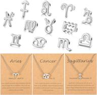 🌟 complete zodiac theme charm set: 96 pieces of zodiac sign pendant & necklace display cards for jewelry making (silver) logo