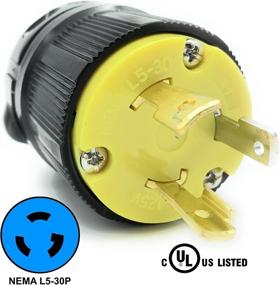 img 1 attached to Journeyman-Pro 2611 - 30 Amp, 125 Volt, NEMA L5-30P, 2P, 3W Locking Male Plug Connector - Black Industrial Grade, Grounding - 3750 Watts Generator Rating (L5-30P Male Plug)