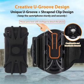 img 2 attached to 📱 HLOMOM Sports Wristband Phone Holder for iPhone 12/12 Pro Max/XR/11/X/8 Plus/8/7/6 Plus, Detachable Running Phone Holder for Cell Phones 4''-6.5'', 360° Rotatable with Key Holder