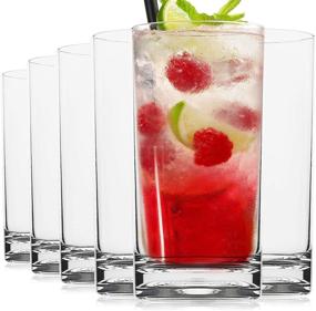 img 4 attached to 🥤 Vivocci Unbreakable Tritan Plastic Water Drinking Glasses 16 oz - Perfect for Juice, Beverages, and Cocktails - Shatterproof Barware, Highball Tall Clear Cup Tumblers - Dishwasher Safe Drinkware Set of 6