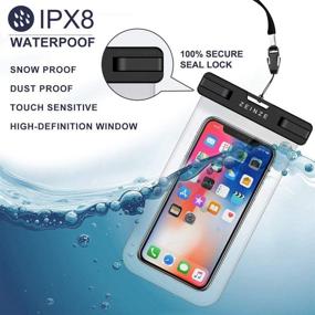 img 3 attached to ZEINZE 4 Pack Waterproof Phone Pouch - Universal Dry Bags for iPhone 11 Pro Max XS Max XR X 8 7 6S Plus Galaxy Pixel - Up to 6.9 inches (Black)