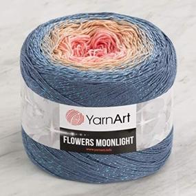 img 3 attached to 🧶 YarnArt Flowers Moonlight Glitter Cotton Yarn - Soft Rainbow Crochet - Metallic Lurex - Handknit Shiny Silvery Cake - Multicolor Cotton - Weight 9.17oz - Length 1093 Yards - Sport Yarn 3262