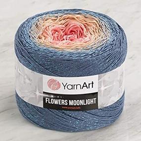 img 1 attached to 🧶 Пряжа YarnArt Flowers Moonlight Glitter из хлопка - Мягкий радужный крючок - Металлический люрекс - Ручная вязка блестящие серебряные пирожки - Многоколоровый хлопок - Вес 9,17 унций - Длина 1093 ярда - Пряжа для спорта 3262