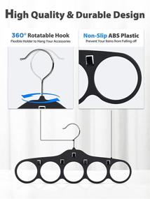 img 1 attached to 🧣 SMARTAKE 2-Pack Scarf Hangers with 5 Loops - Tie Rack & Belt Holder, Hooks Included - 360° Rotatable Non-Slip Hanging Closet Organizer for Belts, Bow Ties, Silk Scarves, Jewelry - Durable Accessories Holder