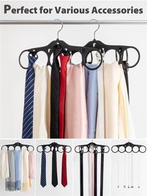 img 3 attached to 🧣 SMARTAKE 2-Pack Scarf Hangers with 5 Loops - Tie Rack & Belt Holder, Hooks Included - 360° Rotatable Non-Slip Hanging Closet Organizer for Belts, Bow Ties, Silk Scarves, Jewelry - Durable Accessories Holder