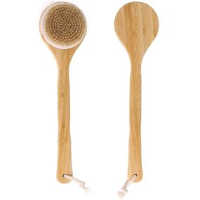 img 3 attached to 🛀 2-Piece Dry Bath Body Brushes: Wooden Handle, Natural Bristles for Exfoliating and Removing Dead Skin