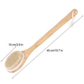 img 2 attached to 🛀 2-Piece Dry Bath Body Brushes: Wooden Handle, Natural Bristles for Exfoliating and Removing Dead Skin