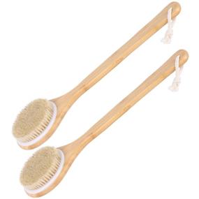 img 4 attached to 🛀 2-Piece Dry Bath Body Brushes: Wooden Handle, Natural Bristles for Exfoliating and Removing Dead Skin