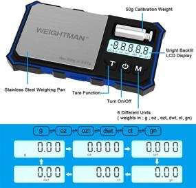 img 3 attached to 📏 Весы Weightman Digital Pocket Scale 200 x 0.01g: Компактные и точные весы для граммов с калибровочным гиреком, ювелирные весы с 6 единицами пересчета, автоотключение и простая фиксация с нуля (батарея включена).
