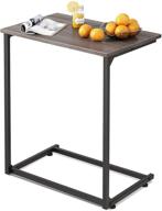 gray oak c-shaped snack side table for sofa couch and bed, 26 inch tall, ideal for laptop work from home - wlive логотип