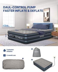 img 1 attached to Impressive iDOO Queen Size Air Mattress: Quick Self-Inflation/Deflation, Comfortable 🛏️ Blow Up Bed for Home, Camping, and Travel - 80x60x18in, 650lb MAX