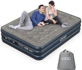 img 4 attached to Impressive iDOO Queen Size Air Mattress: Quick Self-Inflation/Deflation, Comfortable 🛏️ Blow Up Bed for Home, Camping, and Travel - 80x60x18in, 650lb MAX
