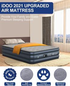 img 3 attached to Impressive iDOO Queen Size Air Mattress: Quick Self-Inflation/Deflation, Comfortable 🛏️ Blow Up Bed for Home, Camping, and Travel - 80x60x18in, 650lb MAX