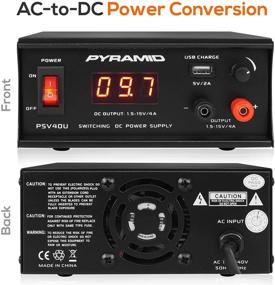 img 4 attached to 💪 Powerful and Versatile Benchtop AC-DC Converter - 4 Amp High-Quality Regulated Power Supply with 120/240V AC Switchable Input, 1.5V-15 Volt DC Output, USB Port, and Digital LCD Display - Pyramid PSV40U