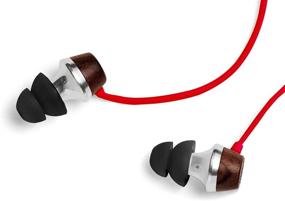 img 2 attached to 🎧 ALN Premium Genuine Wood In-Ear Noise-Isolating Headphones - Red Earbuds with Mic