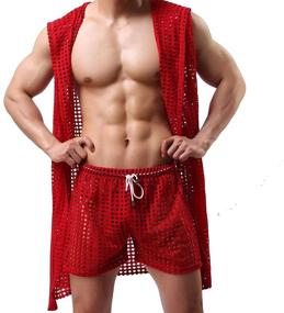 img 1 attached to 👀 Sensual and Stylish Sleeveless Bathrobes: Explore Our Collection of Men's See Through Lingerie Sleepwear