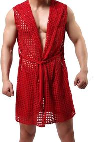 img 4 attached to 👀 Sensual and Stylish Sleeveless Bathrobes: Explore Our Collection of Men's See Through Lingerie Sleepwear