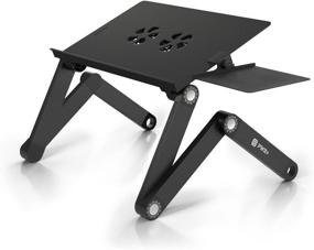 img 3 attached to 🖥️ Adjustable Laptop Table Stand with Mouse Pad - Fully Ergonomic Mount for Ultrabook, MacBook, Gaming Notebook - Lightweight Aluminum Black Bed Tray Desk Book Fans - Supports up to 17 inch