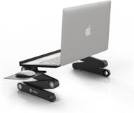 🖥️ adjustable laptop table stand with mouse pad - fully ergonomic mount for ultrabook, macbook, gaming notebook - lightweight aluminum black bed tray desk book fans - supports up to 17 inch logo