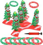 🦌 inflatable reindeer antlers ring toss game - christmas party games, 2 sets with 2 antlers, 16 rings, and 2 red noses логотип