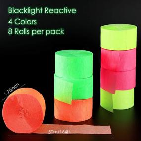 img 3 attached to 🎉 8 Rolls of 1312.3 Ft Crepe Paper Streamers for Glow Party, Blacklight Halloween Party, Neon Wedding, and Birthday Supplies