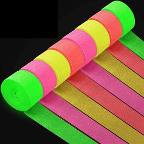 img 4 attached to 🎉 8 Rolls of 1312.3 Ft Crepe Paper Streamers for Glow Party, Blacklight Halloween Party, Neon Wedding, and Birthday Supplies