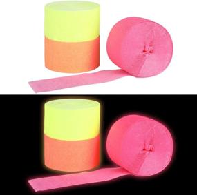 img 1 attached to 🎉 8 Rolls of 1312.3 Ft Crepe Paper Streamers for Glow Party, Blacklight Halloween Party, Neon Wedding, and Birthday Supplies