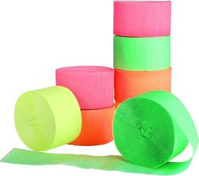 img 2 attached to 🎉 8 Rolls of 1312.3 Ft Crepe Paper Streamers for Glow Party, Blacklight Halloween Party, Neon Wedding, and Birthday Supplies