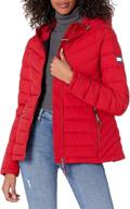 tommy hilfiger stretch packable crimson women's clothing for coats, jackets & vests logo