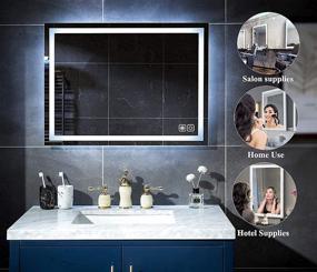 img 1 attached to 🔆 GLLAVORI 32x24 Inch LED Lighted Wall Mounted Bathroom Vanity Mirror: High Lumen, Adjustable Color Temperature, Anti-Fog, Dimmable, Vertical/Horizontal, Waterproof