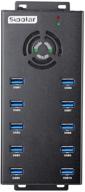 🔌 sipolar 10 port usb 3.0 hub - high-speed usb splitter with 2.1a charging for 10 mobile/ipad - usb 3 hubs with 12v 10a power adapter, cooling fan, mounting brackets, led indication, metal casing logo