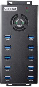 img 4 attached to 🔌 Sipolar 10 Port USB 3.0 Hub - High-Speed USB Splitter with 2.1A Charging for 10 Mobile/iPad - USB 3 Hubs with 12V 10A Power Adapter, Cooling Fan, Mounting Brackets, LED Indication, Metal Casing