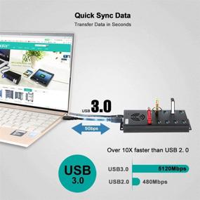 img 2 attached to 🔌 Sipolar 10 Port USB 3.0 Hub - High-Speed USB Splitter with 2.1A Charging for 10 Mobile/iPad - USB 3 Hubs with 12V 10A Power Adapter, Cooling Fan, Mounting Brackets, LED Indication, Metal Casing