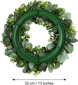 img 2 attached to 🌿 Ruisita 2 Pack Artificial Eucalyptus Wreath: Elegant Green Leave Wreath for Door, Wall, Window, Porch & More - Perfect Farmhouse, Patio, Garden Decoration for Festivals, Celebrations & Parties - 12 Inch Size Included