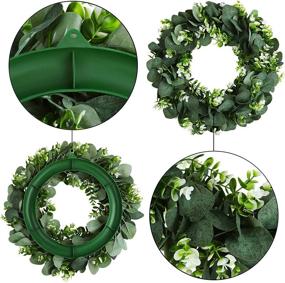 img 1 attached to 🌿 Ruisita 2 Pack Artificial Eucalyptus Wreath: Elegant Green Leave Wreath for Door, Wall, Window, Porch & More - Perfect Farmhouse, Patio, Garden Decoration for Festivals, Celebrations & Parties - 12 Inch Size Included