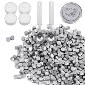 img 3 attached to 🔐 Yoption 360 Pcs Silver Octagon Sealing Wax Beads Kit with 4 Candles and Melting Spoon - Perfect for Wax Seal Stamp