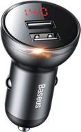 🔌 baseus 24w metal dual usb fast car charger adapter with digital display - compatible with iphone 12/se/11 pro max xs, ipad pro air mini, samsung, lg, oneplus, pixel - ccbx logo