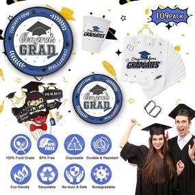 img 2 attached to 🎓 2021 Graduation Party Supplies - Graduation Decorations for 24 Guests - Disposable Dinnerware, Plates, Napkins, Cups, Tablecloth, Banner - Graduation Party Decorations