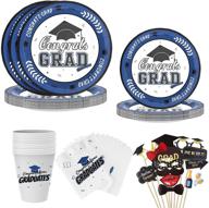 🎓 2021 graduation party supplies - graduation decorations for 24 guests - disposable dinnerware, plates, napkins, cups, tablecloth, banner - graduation party decorations logo