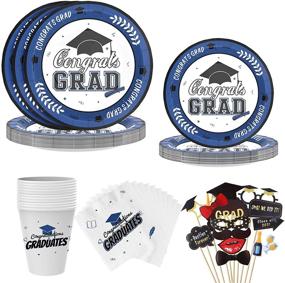 img 4 attached to 🎓 2021 Graduation Party Supplies - Graduation Decorations for 24 Guests - Disposable Dinnerware, Plates, Napkins, Cups, Tablecloth, Banner - Graduation Party Decorations