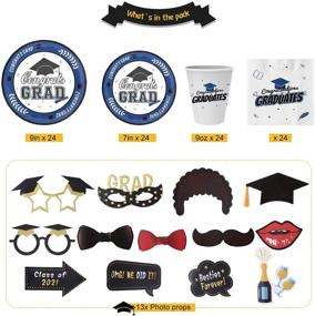 img 3 attached to 🎓 2021 Graduation Party Supplies - Graduation Decorations for 24 Guests - Disposable Dinnerware, Plates, Napkins, Cups, Tablecloth, Banner - Graduation Party Decorations