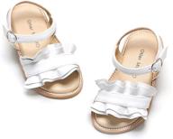 👧 otter momo girls flat sandals with ruffle detail and open toe - ideal summer sandals for toddler/little kid logo