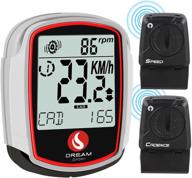 dream sport wireless speed and cadence sensor bike computer - speedometer odometer cycling computer with backlight, calories, timer & temperature - white (dcy235) logo