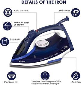 img 3 attached to 🔌 AEMEGO Lightweight Portable Steam Iron - Non-Stick Ceramic Soleplate, Anti-Drip, Self-Clean, Auto-Off - Ideal for Home and Travel